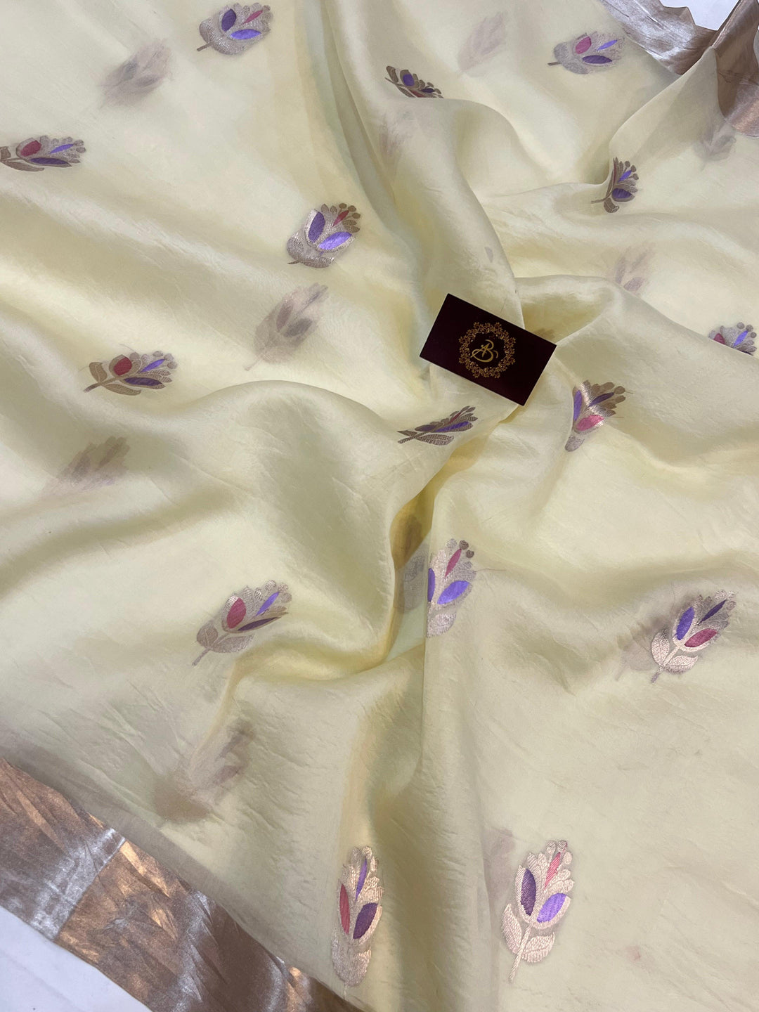 Pani Yellow Pure Banarasi Handloom Silk Saree - Aura Benaras