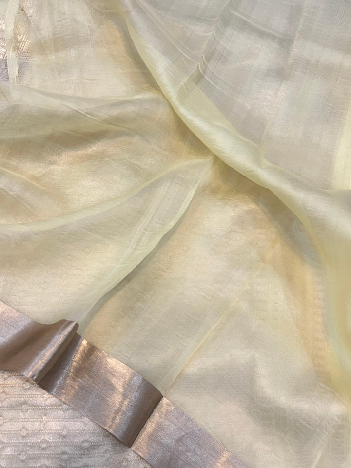 Pani Yellow Pure Banarasi Handloom Silk Saree - Aura Benaras