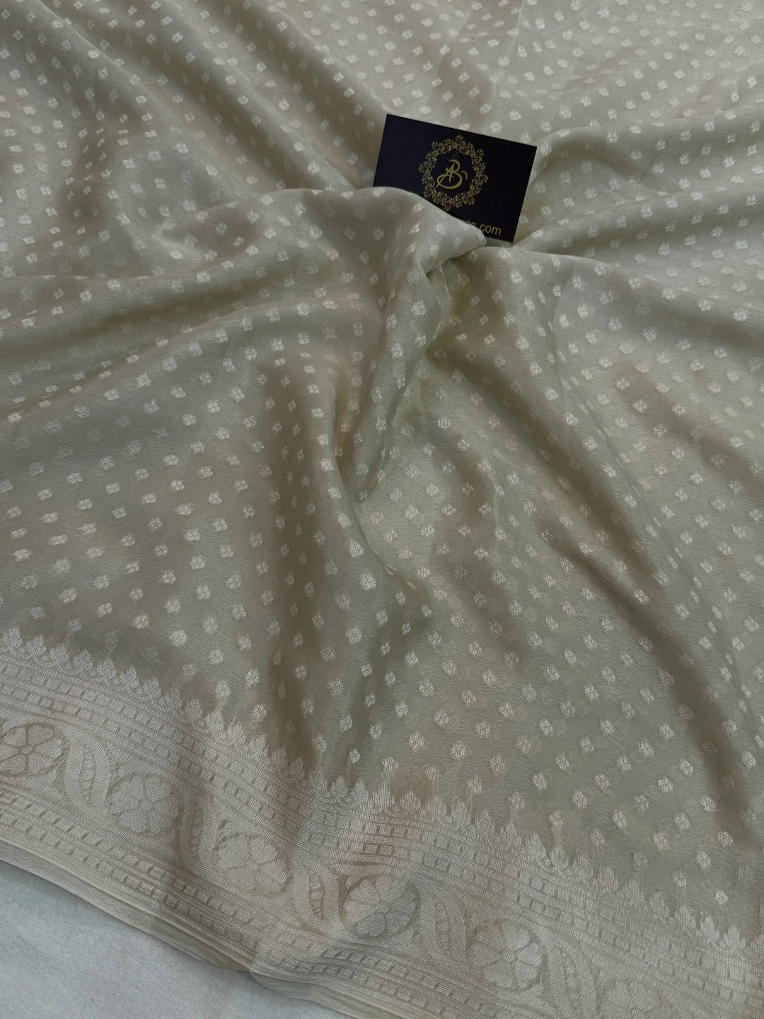 Ash Grey Banarasi Khaddi Chiffon Saree