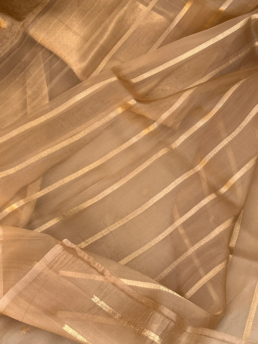 Golden Banarasi Handloom Kora Silk Saree