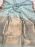 Pani Blue Pure Banarasi Handloom Silk Saree - Aura Benaras