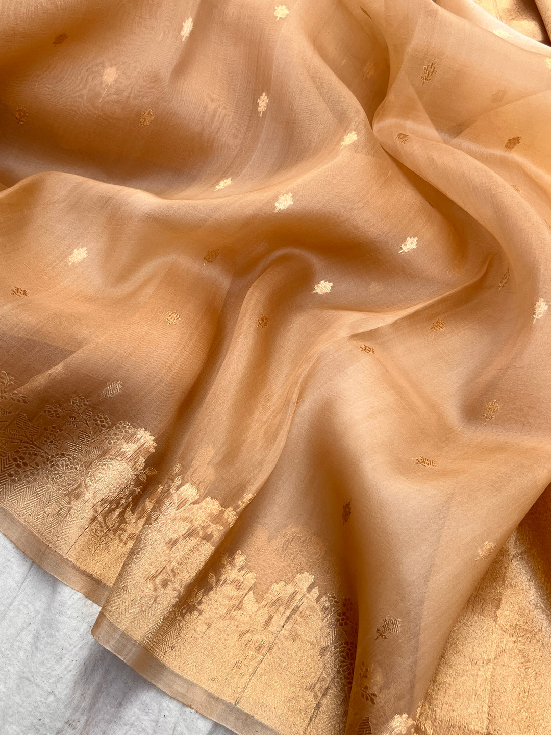 Golden Banarasi Handloom Kora Silk Saree