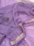 Pastel Lavender Khaddi Chiffon Banarasi Handloom Saree - Aura Benaras