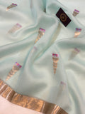 Pani Blue Pure Banarasi Handloom Silk Saree - Aura Benaras