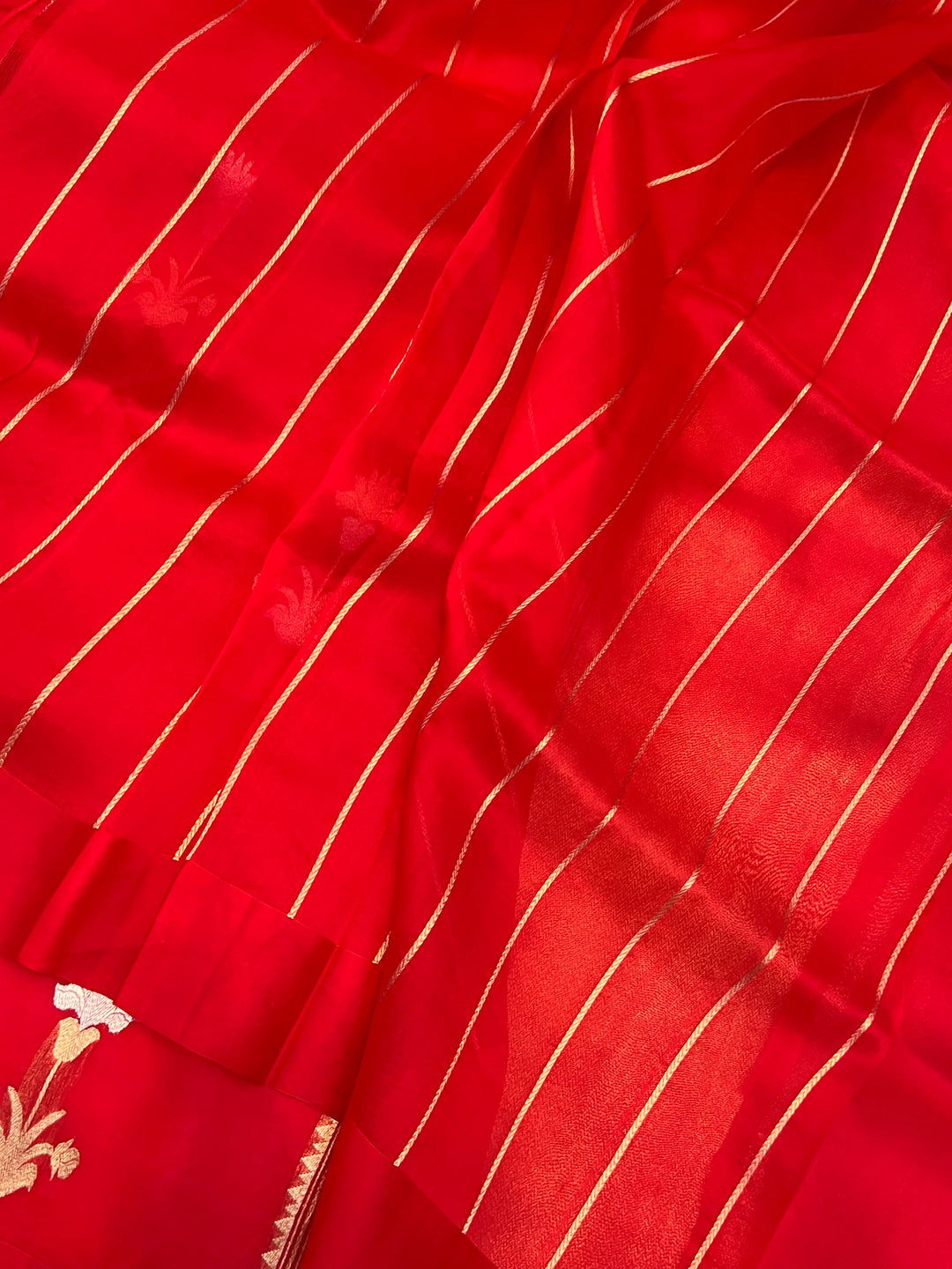 Red Banarasi Handloom Kora Silk Saree