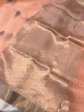 Peach Pure Banarasi Handloom Silk Saree - Aura Benaras