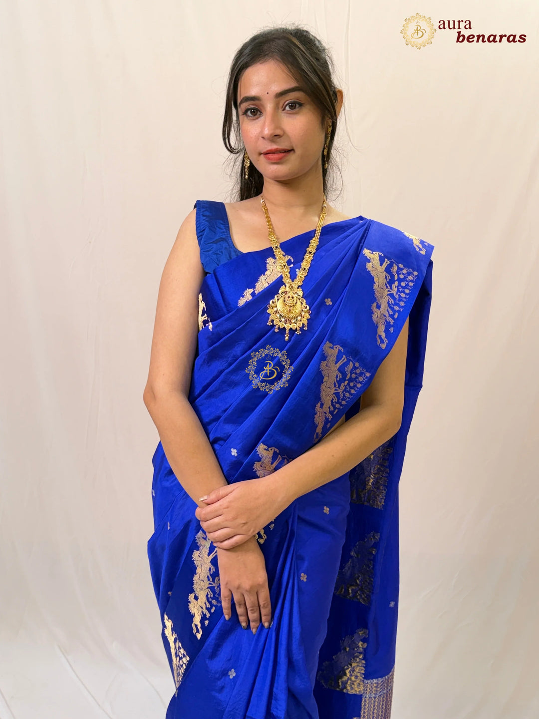 Buy Royal Blue Banarasi Handloom Katan Silk Saree 