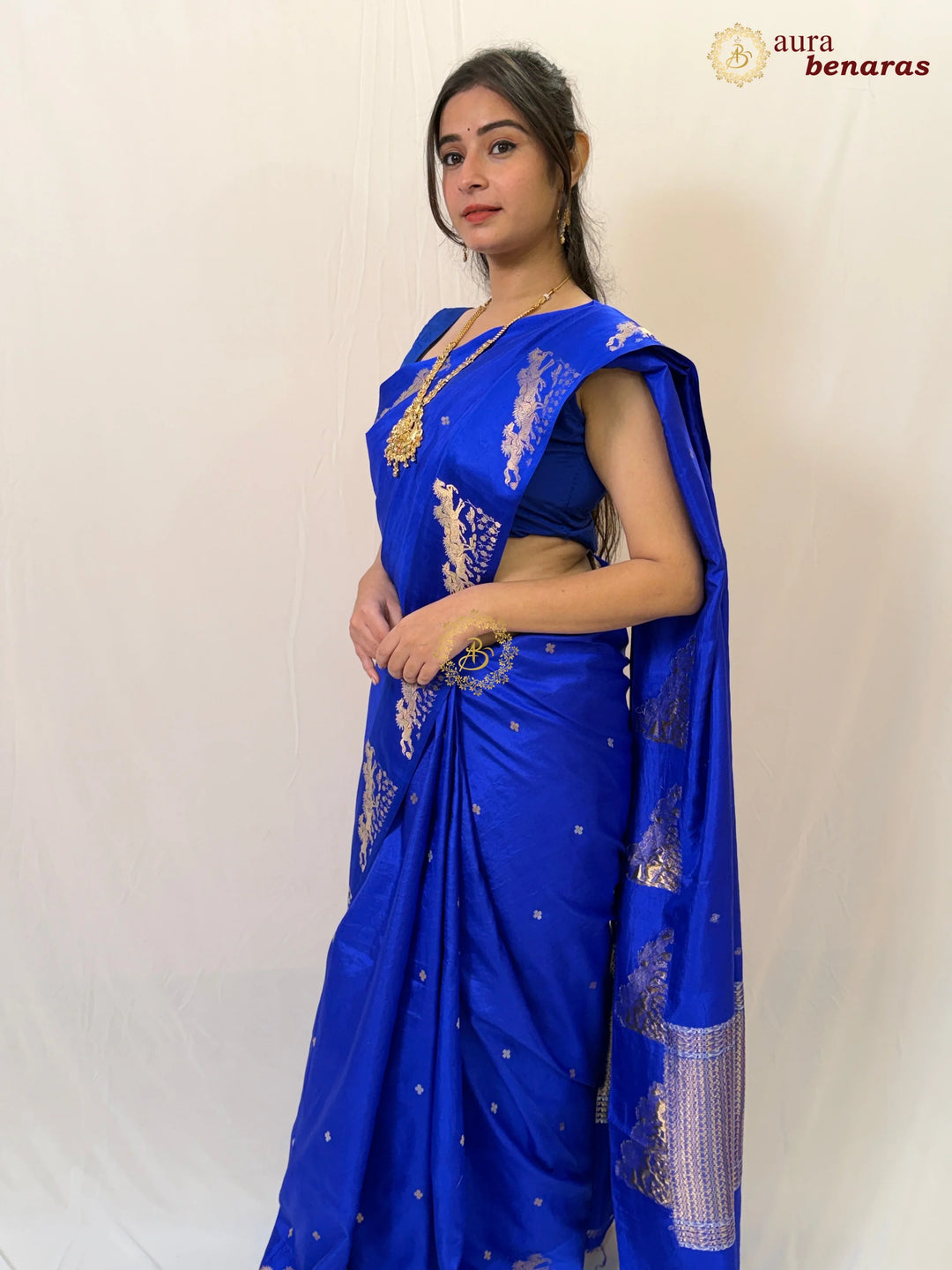 Buy Royal Blue Banarasi Handloom Katan Silk Saree 
