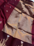 Maroon Pure Banarasi Handloom Silk Saree - Aura Benaras