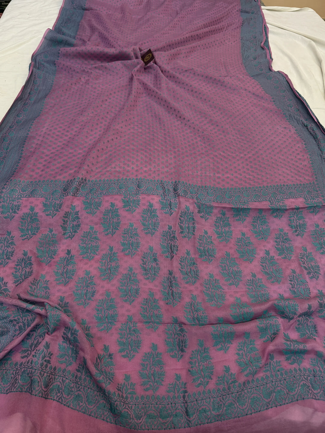 Dusty Lavender Banarasi Khaddi Chiffon Saree