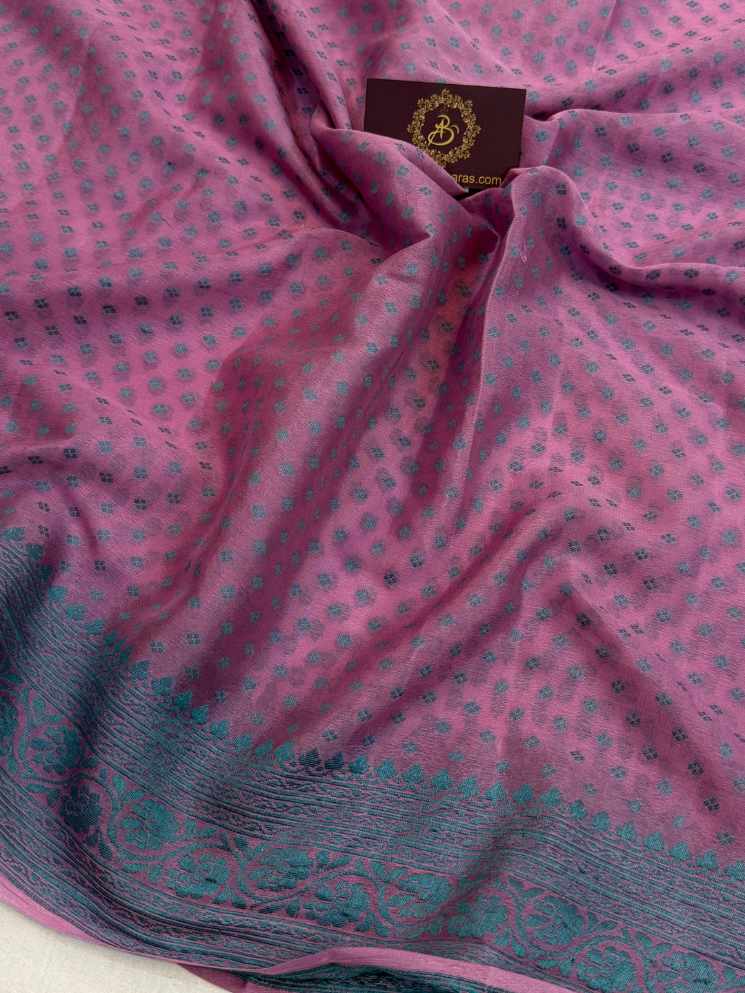 Dusty Lavender Banarasi Khaddi Chiffon Saree