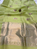 Pastel Green Pure Banarasi Handloom Silk Saree - Aura Benaras