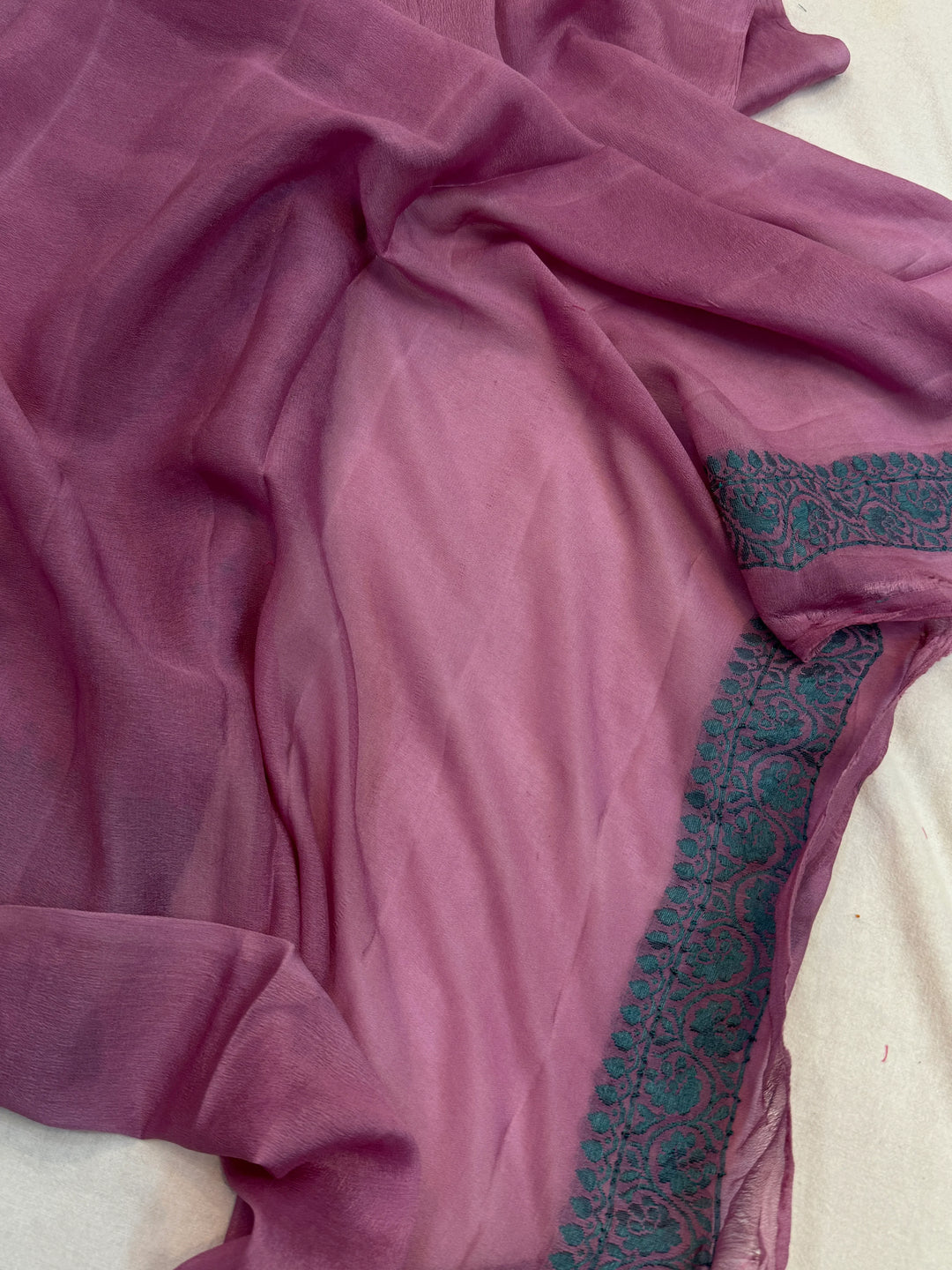 Dusty Lavender Banarasi Khaddi Chiffon Saree