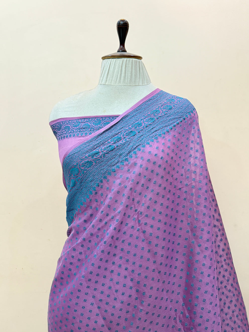 Dusty Lavender Banarasi Khaddi Chiffon Saree