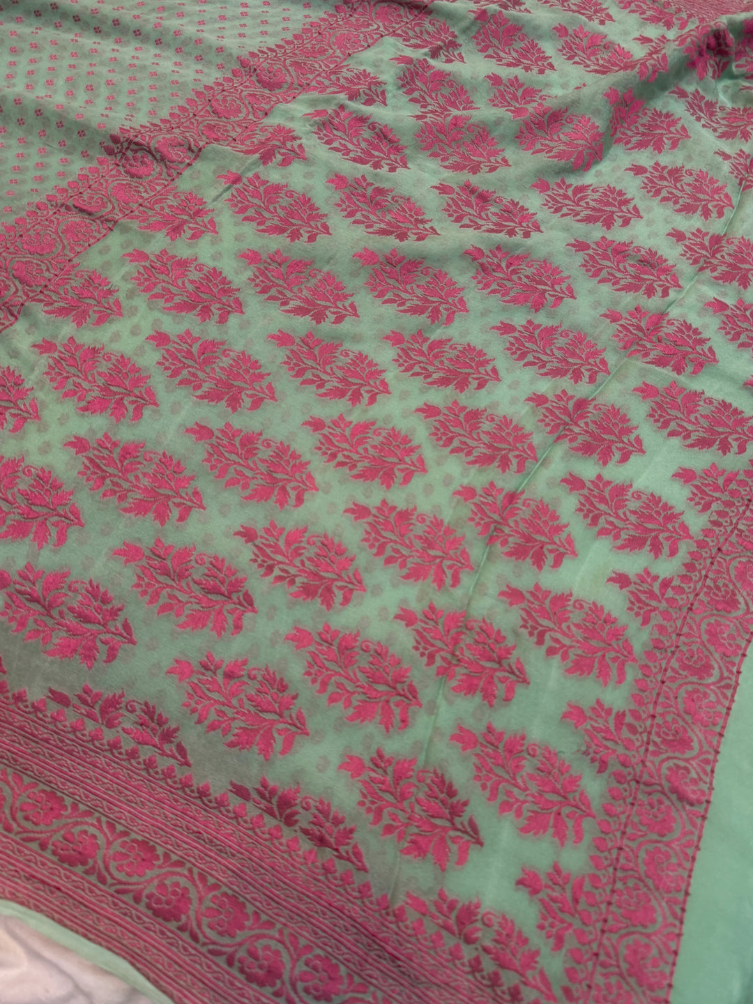Sage Green Banarasi Khaddi Chiffon Saree