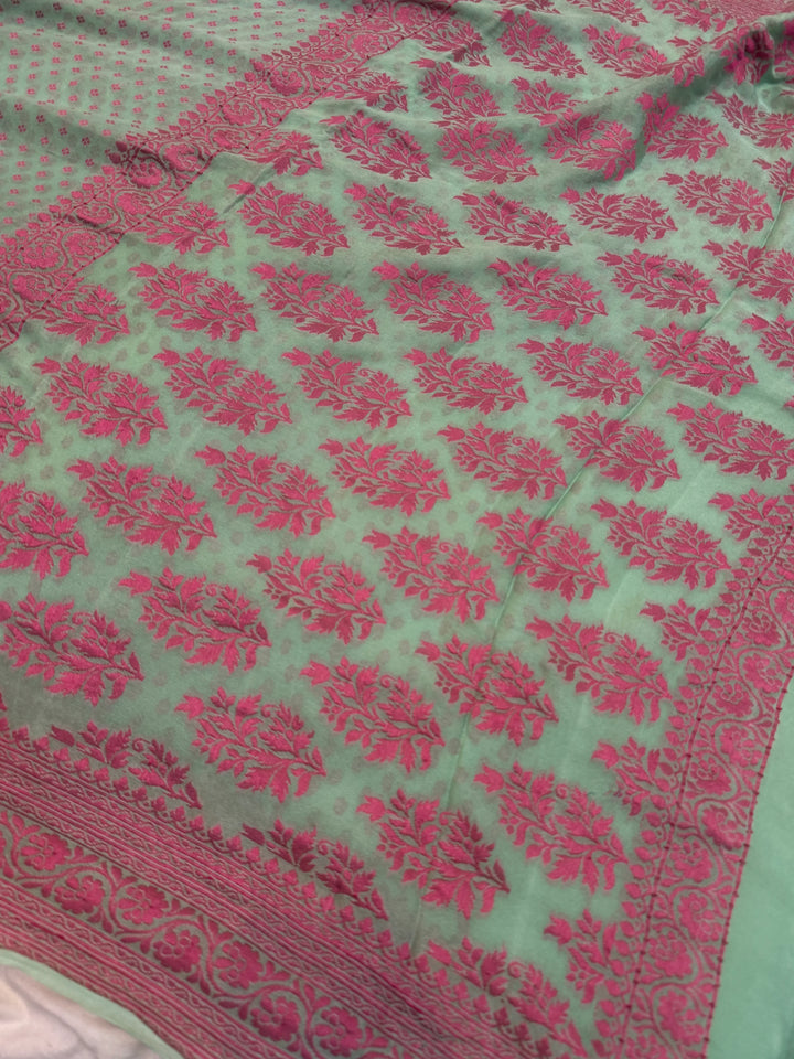 Sage Green Banarasi Khaddi Chiffon Saree
