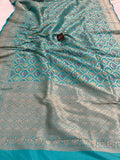 Firozi Pure Banarasi Handloom Katan Silk Saree - Aura Benaras