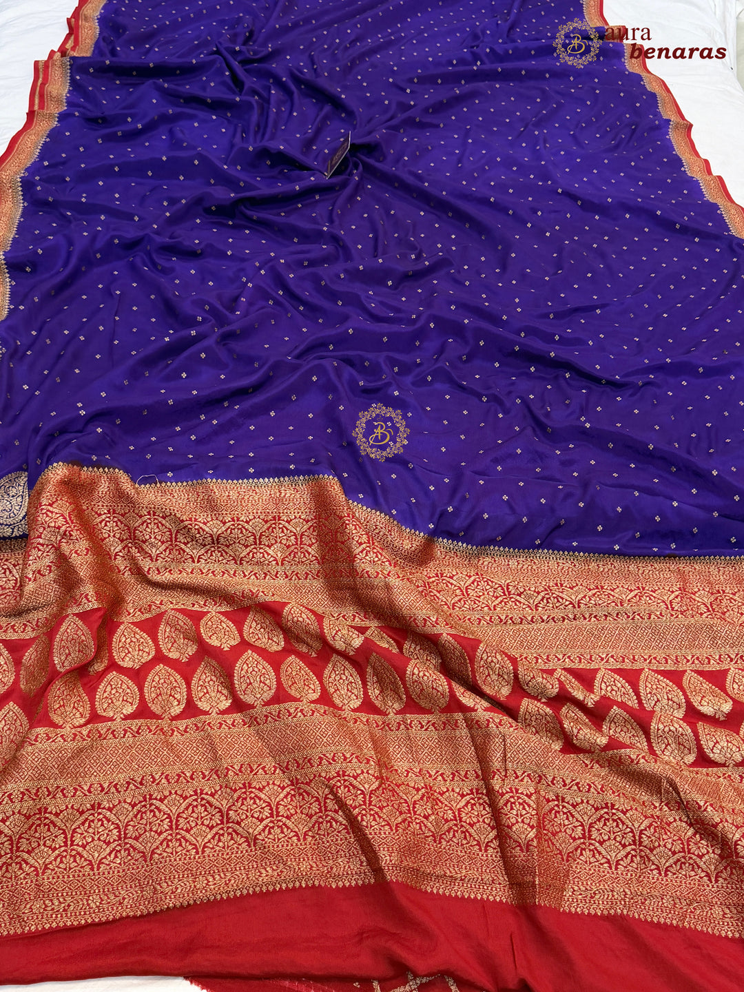 Purple Pure Crepe Silk Handloom Banarasi Saree