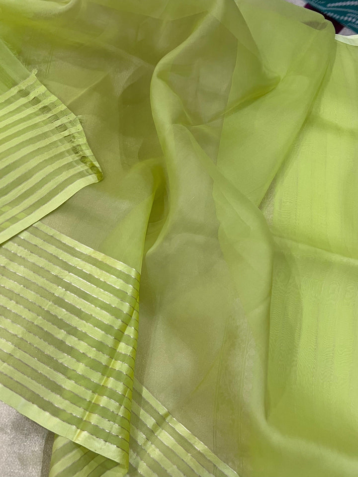 Pastel Green Pure Banarasi Handloom Silk Saree - Aura Benaras