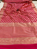 Orangish Pink Pure Banarasi Handloom Katan Silk Saree - Aura Benaras