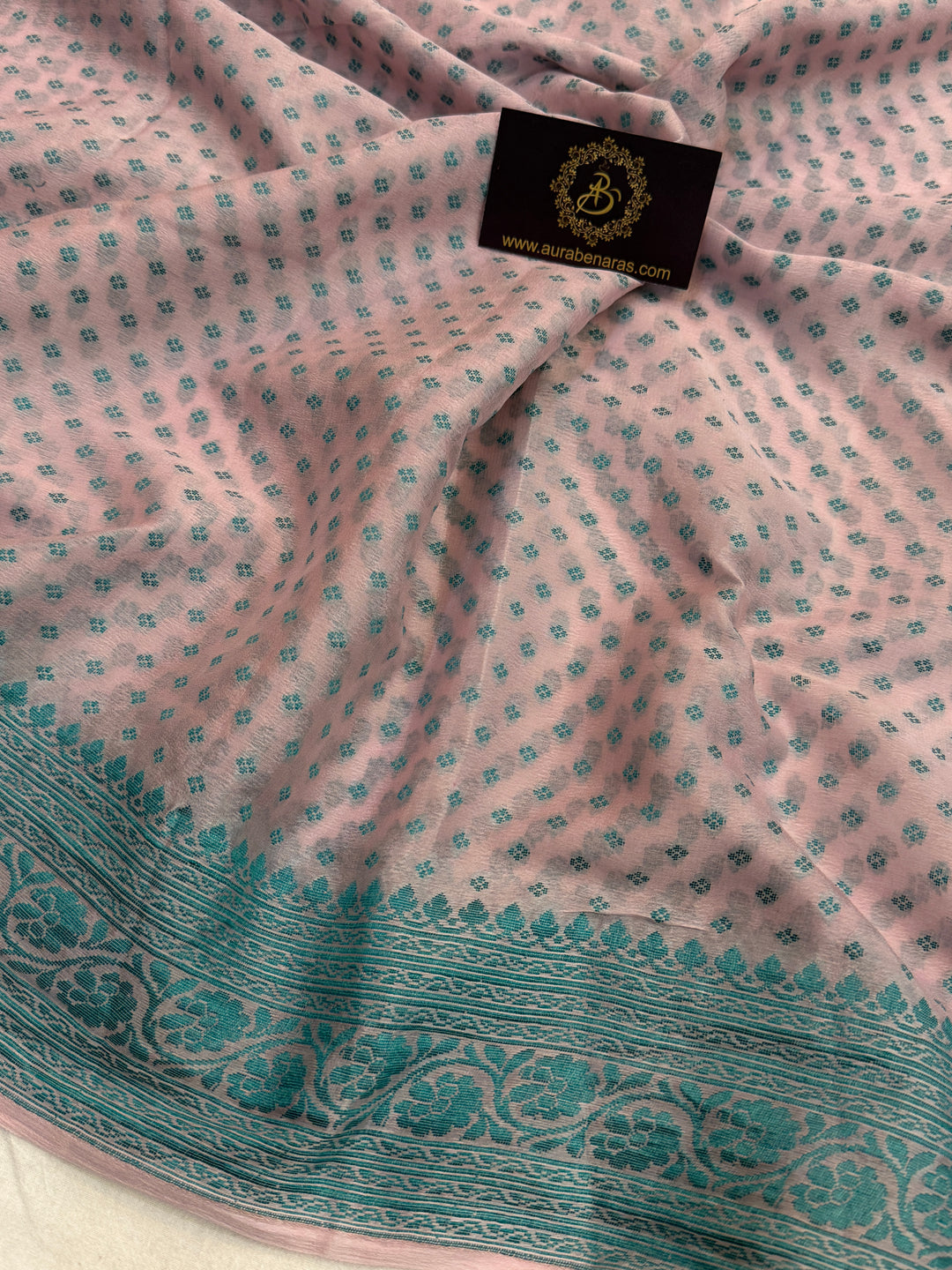 Pale Pink Banarasi Khaddi Chiffon Saree