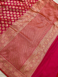 Orangish Pink Pure Banarasi Handloom Katan Silk Saree - Aura Benaras