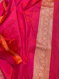 Orangish Pink Pure Banarasi Handloom Katan Silk Saree - Aura Benaras