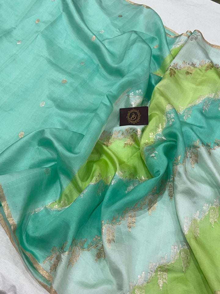 Pista Green Pure Banarasi Handloom Silk Saree - Aura Benaras