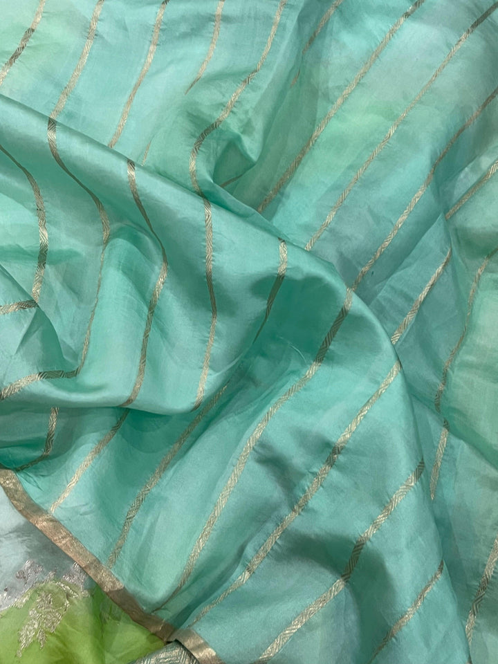 Pista Green Pure Banarasi Handloom Silk Saree - Aura Benaras