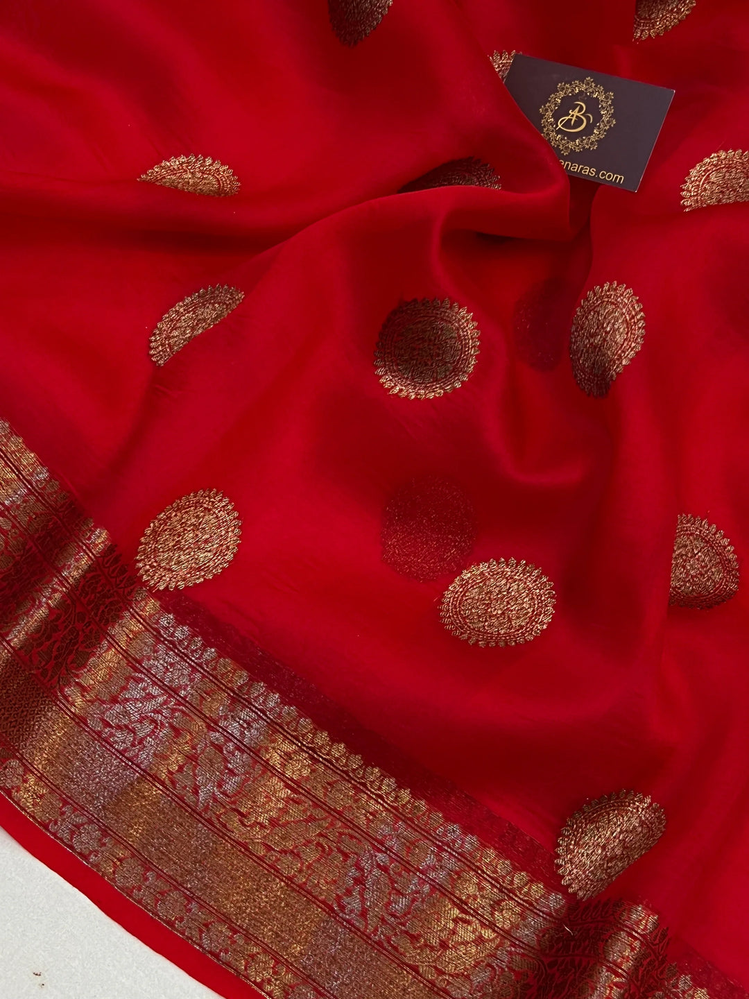 Red Pure Pure Kora Silk Handloom Banarasi Saree
