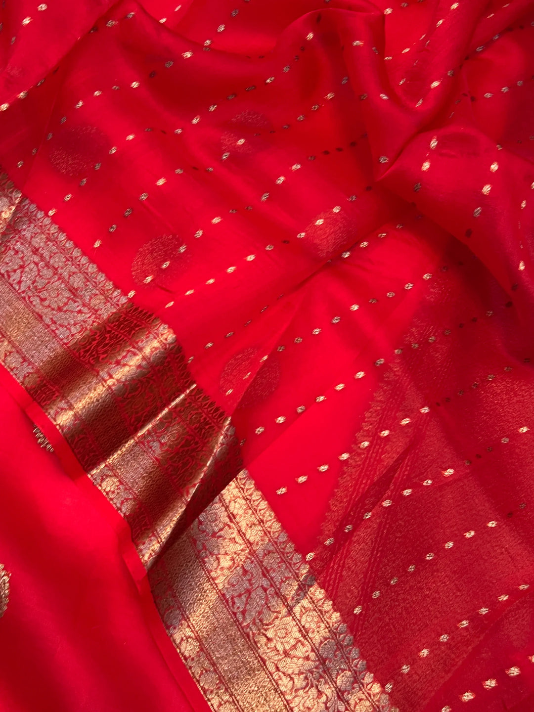 Red Pure Pure Kora Silk Handloom Banarasi Saree