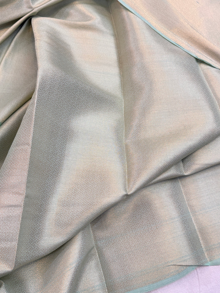 Mint Green Pure Chiniya Silk Handloom Banarasi Saree