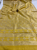 Pastel Yellow Pure Banarasi Handloom Katan Silk Saree - Aura Benaras