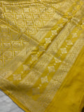 Pastel Yellow Pure Banarasi Handloom Katan Silk Saree - Aura Benaras