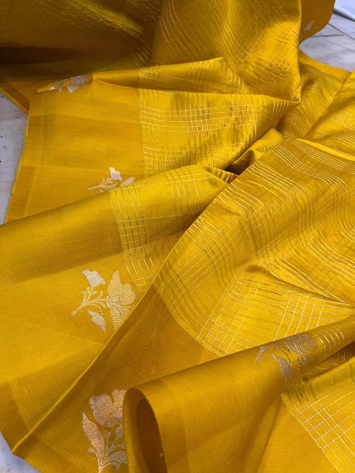 Yellow Pure Banarasi Handloom Silk Saree