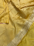 Pastel Yellow Pure Banarasi Handloom Katan Silk Saree - Aura Benaras