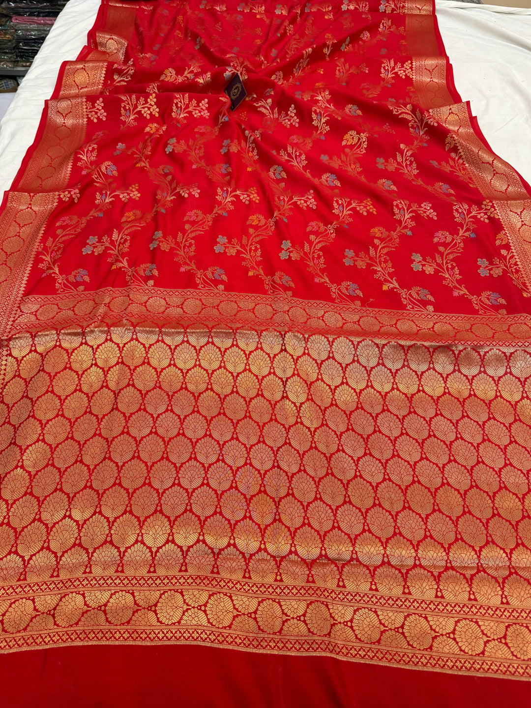 Red Pure Chiniya Silk Handloom Banarasi Saree