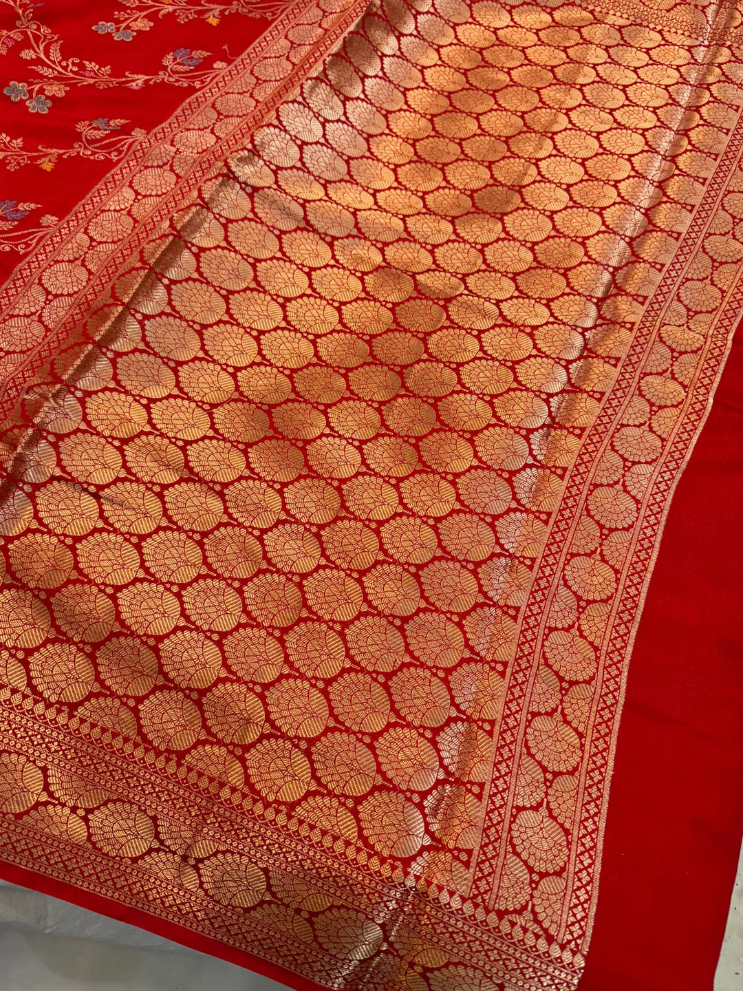 Red Pure Chiniya Silk Handloom Banarasi Saree