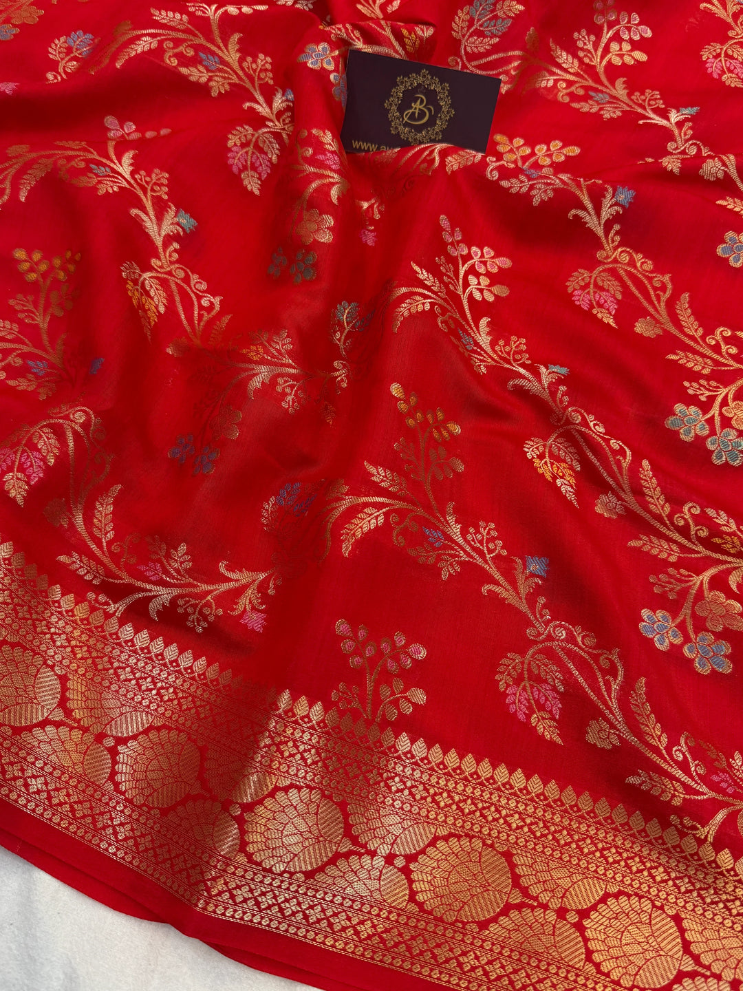 Red Pure Chiniya Silk Handloom Banarasi Saree