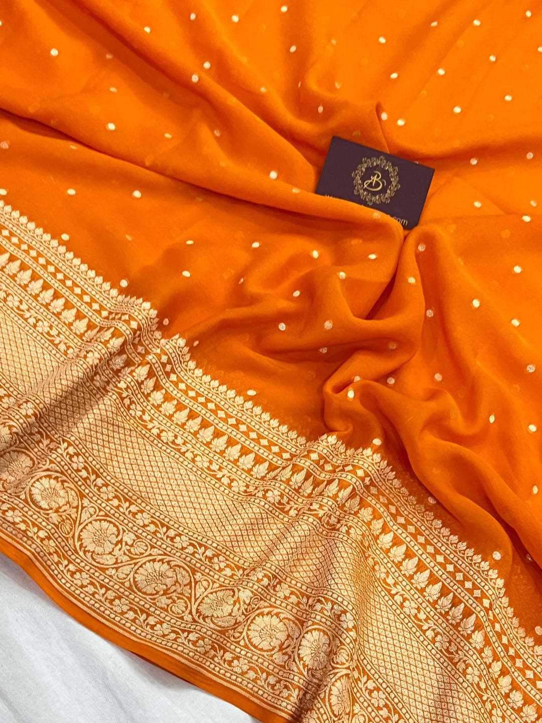 Orange Pure Banarasi Khaddi Georgette Saree