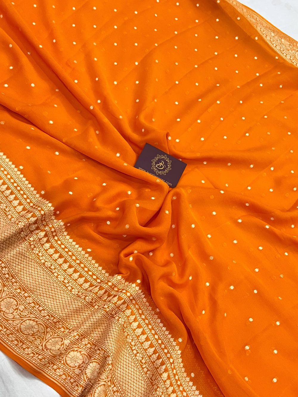 Orange Pure Banarasi Khaddi Georgette Saree