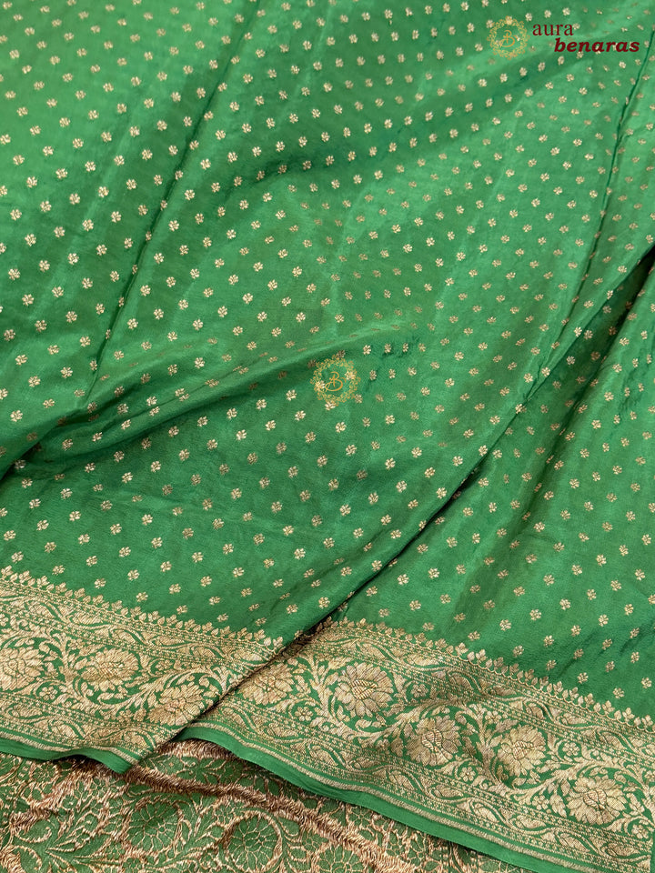 Purple Pure Crepe Silk Banarasi Saree with Antique Zari Jaal Work