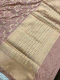 Old rose Pure Banarasi Handloom Katan Silk Saree - Aura Benaras