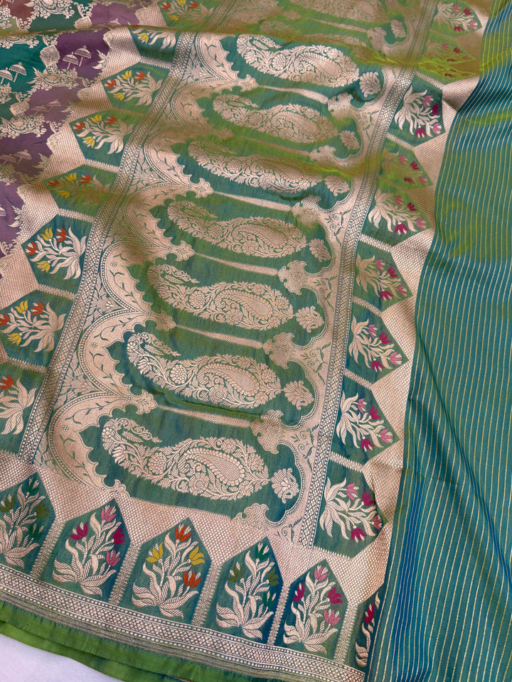 Buy Sea Green Rangkaat Banarasi Katan Silk Saree 