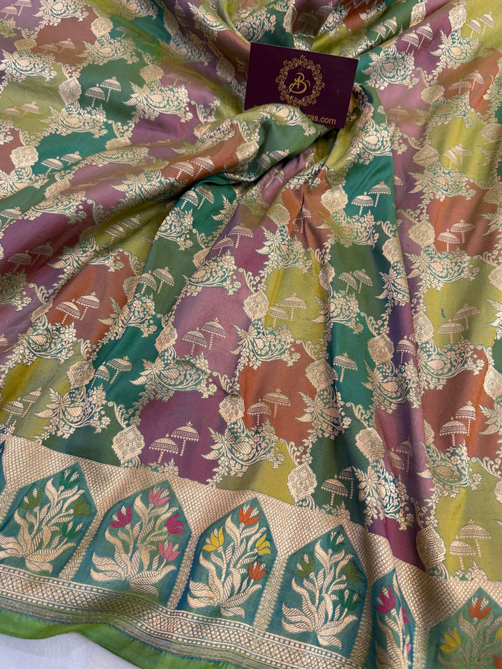 Buy Sea Green Rangkaat Banarasi Katan Silk Saree 