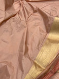 Old rose Pure Banarasi Handloom Katan Silk Saree - Aura Benaras