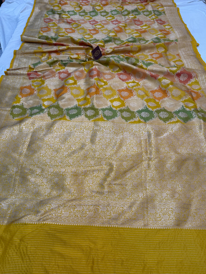 Yellow Rangkaat Pure Katan Silk Banarasi Handloom Saree