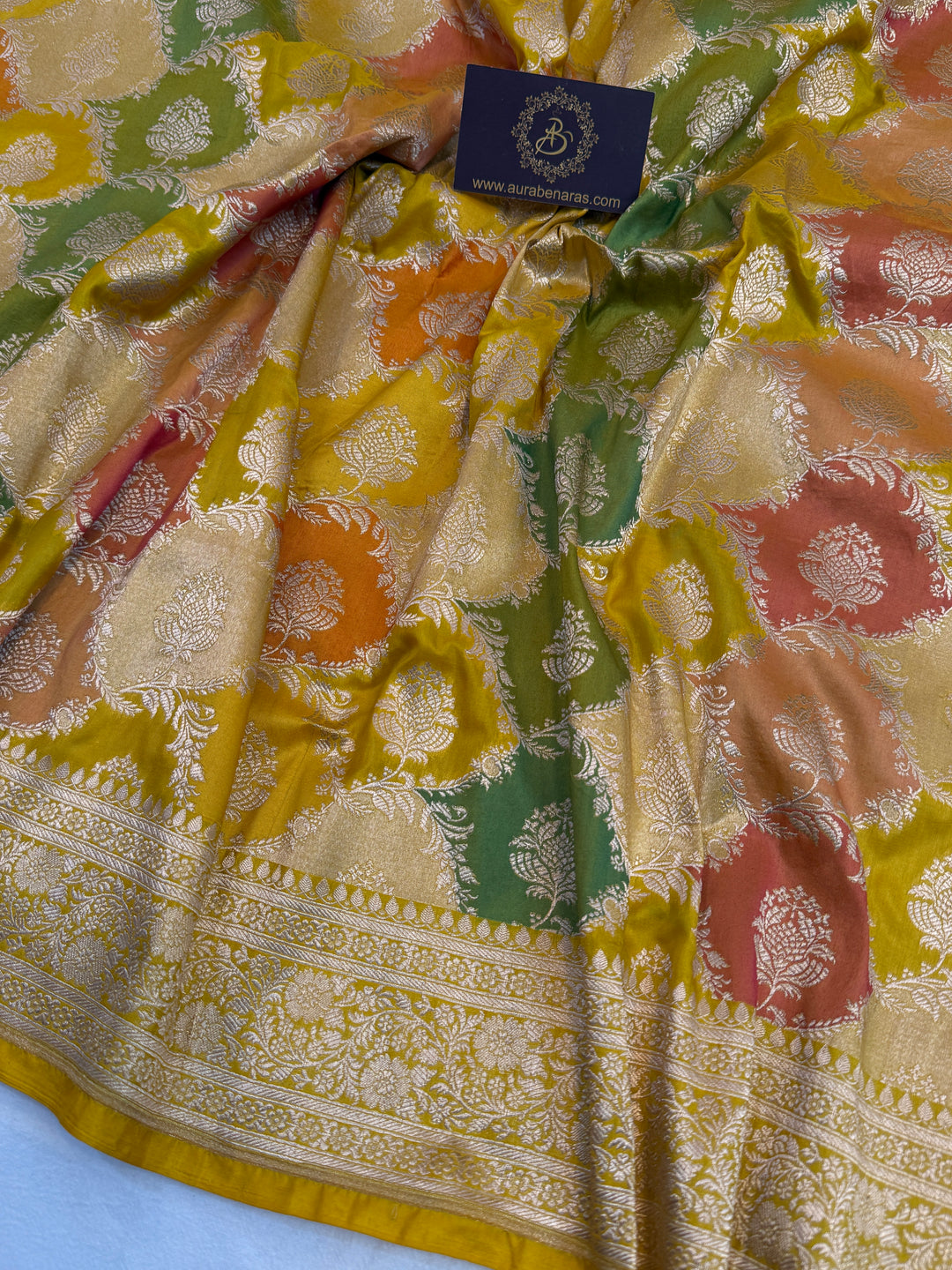 Yellow Rangkaat Pure Katan Silk Banarasi Handloom Saree