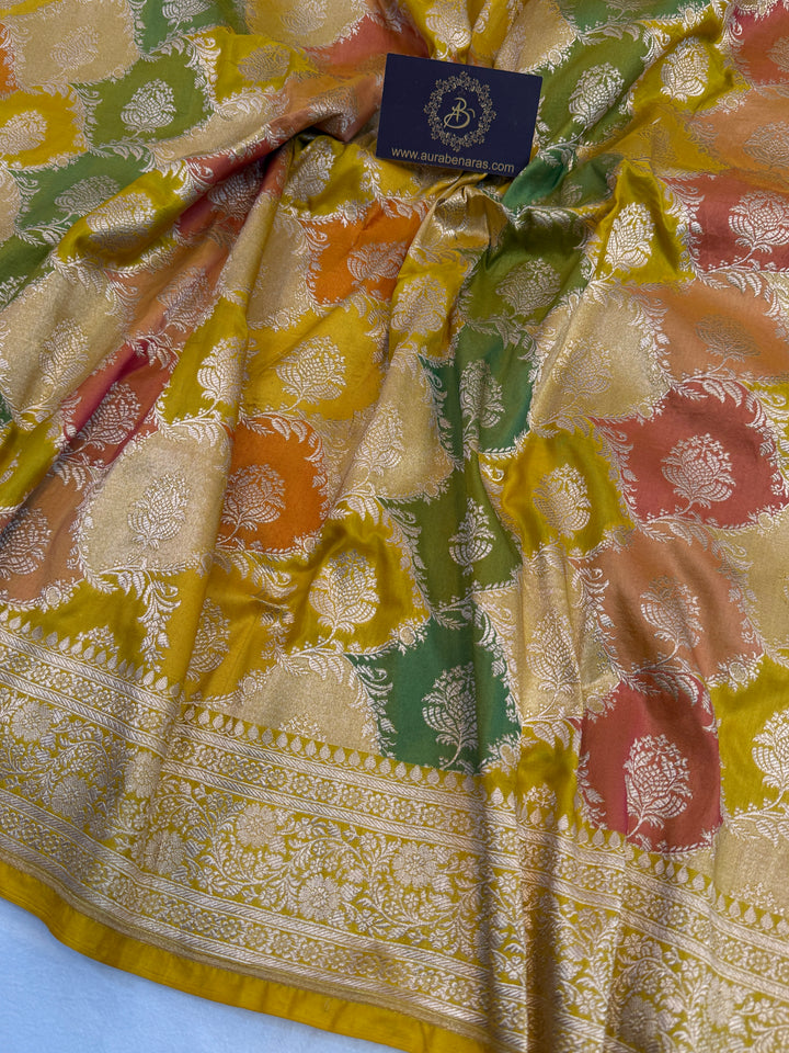 Yellow Rangkaat Pure Katan Silk Banarasi Handloom Saree
