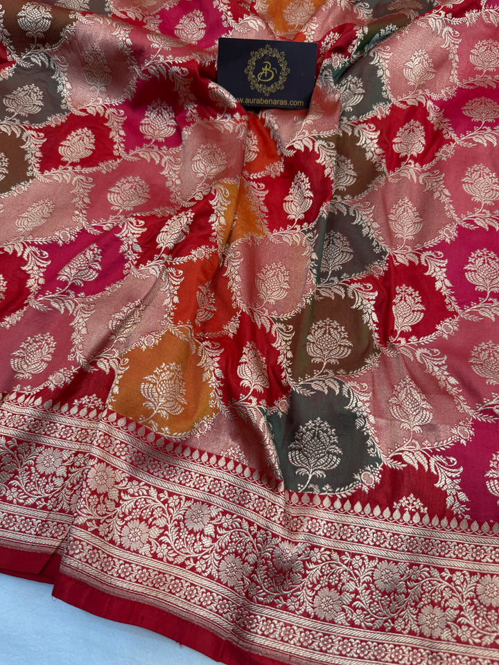 Buy Red Rangkaat Banarasi Katan Silk Saree - AuraBenaras